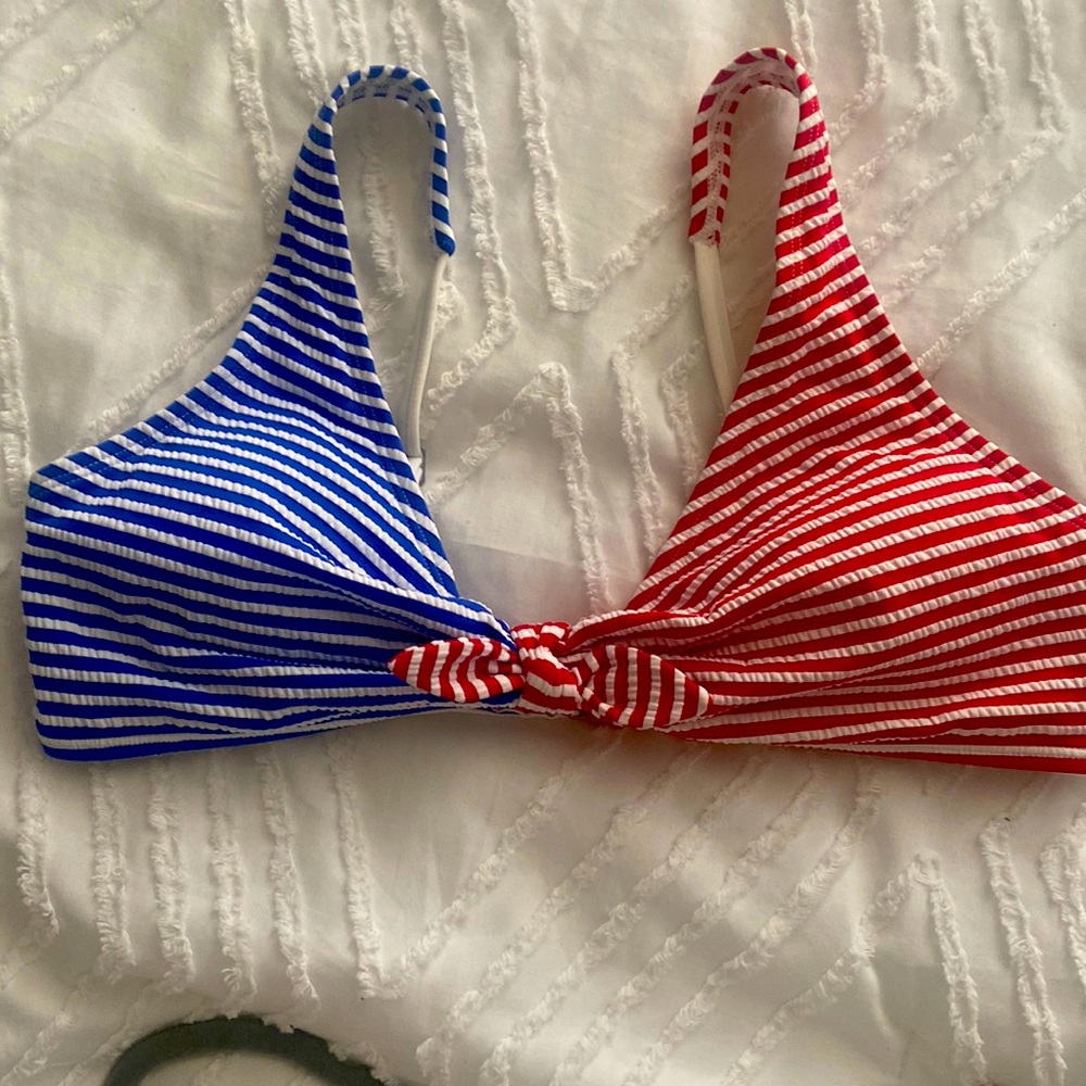 Abercrombie & Fitch Bikini Top- Red white and blue striped